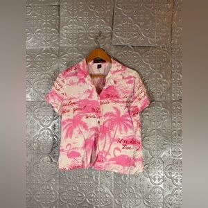 GLORIA VANDERBILT Vintage Hawaiian Print  Button down Shirt Blouse